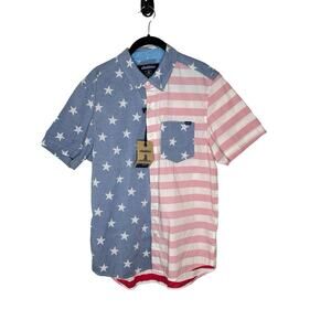 NWT Chubbies Mens The‎ Uncle Sam Friday Shirt Medium Button Front American Flag